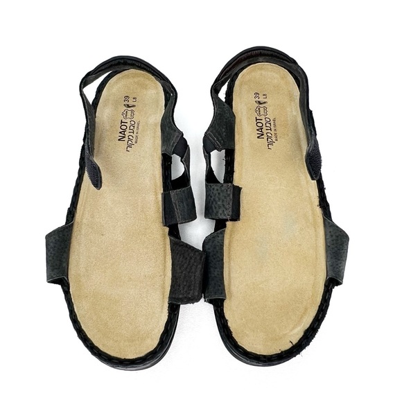 Naot Enid Sandals Size 8 Black Leather Bronze Burnished Strappy Open Toe EUC - Picture 8 of 11